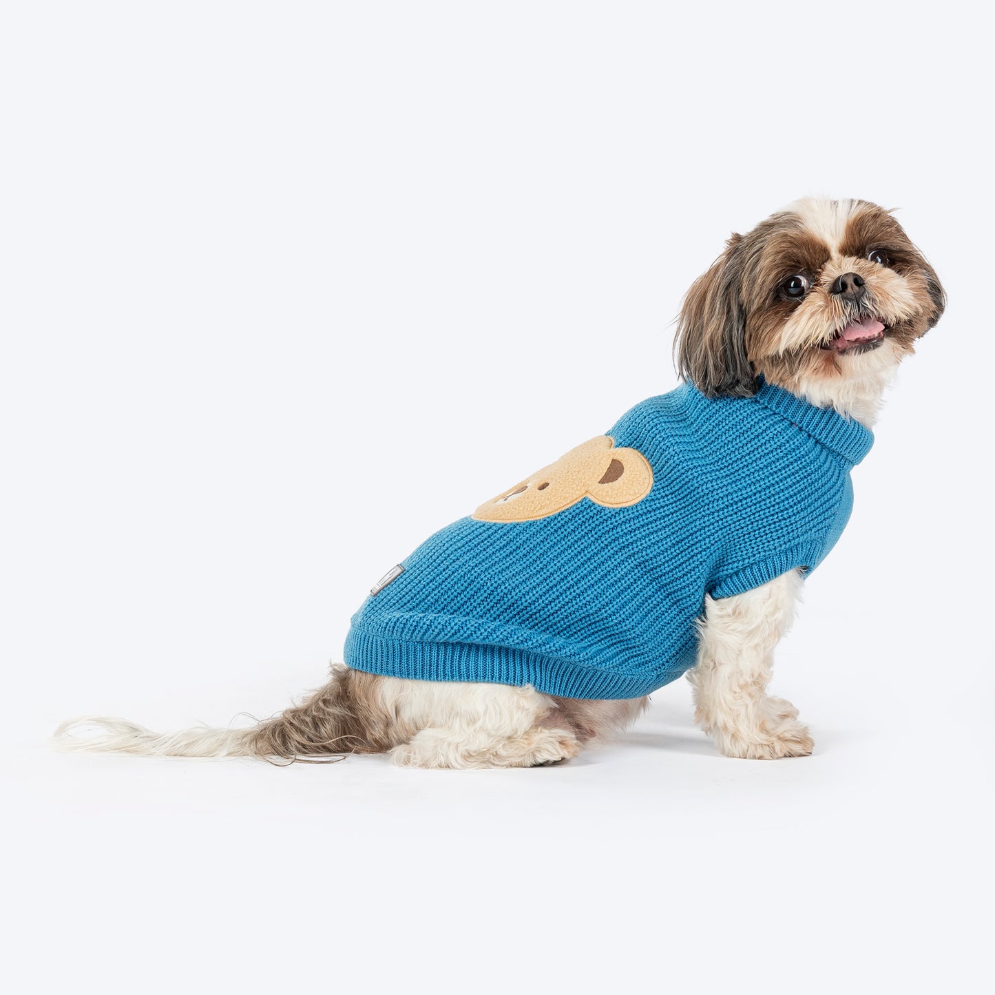 HUFT Snuggle Bear Sweater For Small Dog - Light Blue - Heads Up For Tails