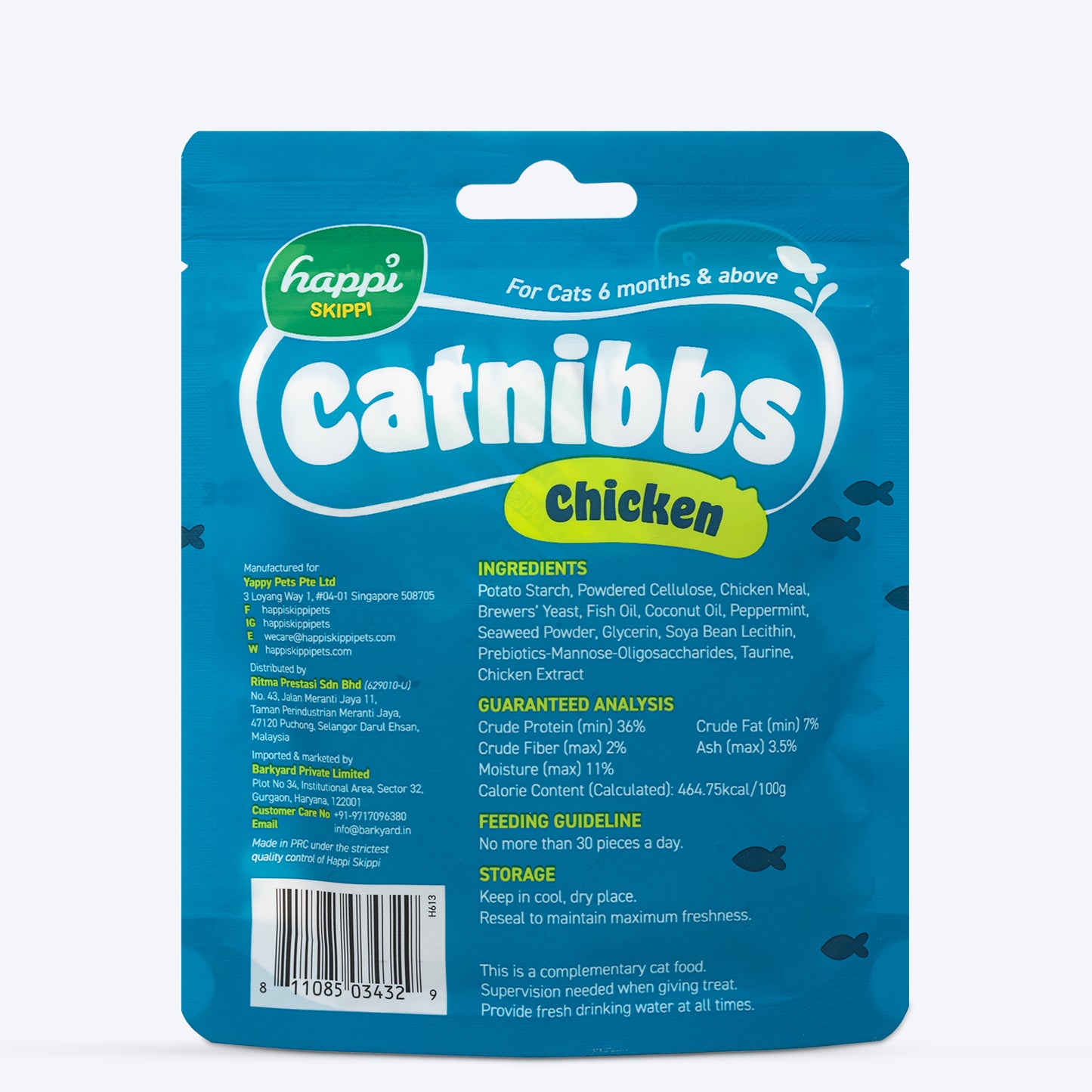 Happi Skippi Catnibbs Chicken Dental Chewy & Yummy Cat Treat - 60 gm - Heads Up For Tails