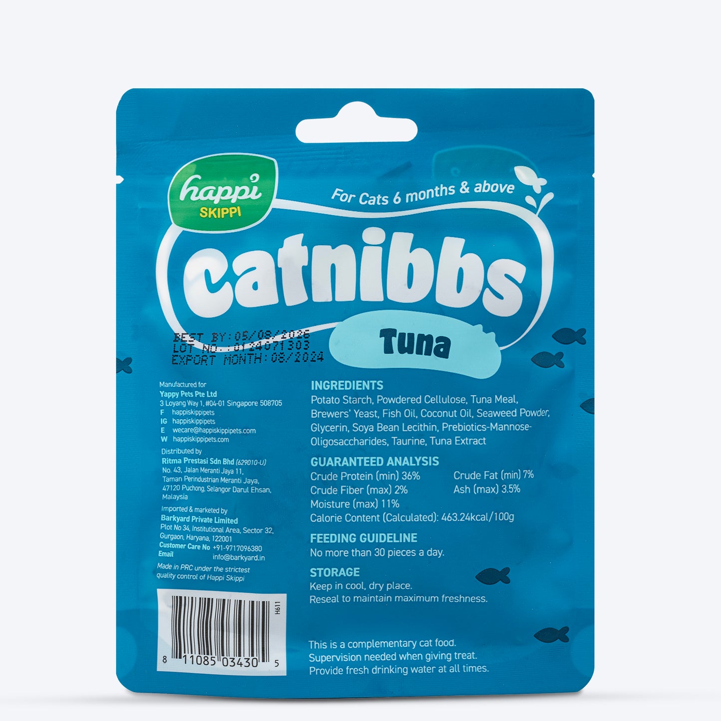 Happi Skippi Catnibbs Tuna Immunity Chewy & Yummy Cat Treat - 60 gm - Heads Up For Tails