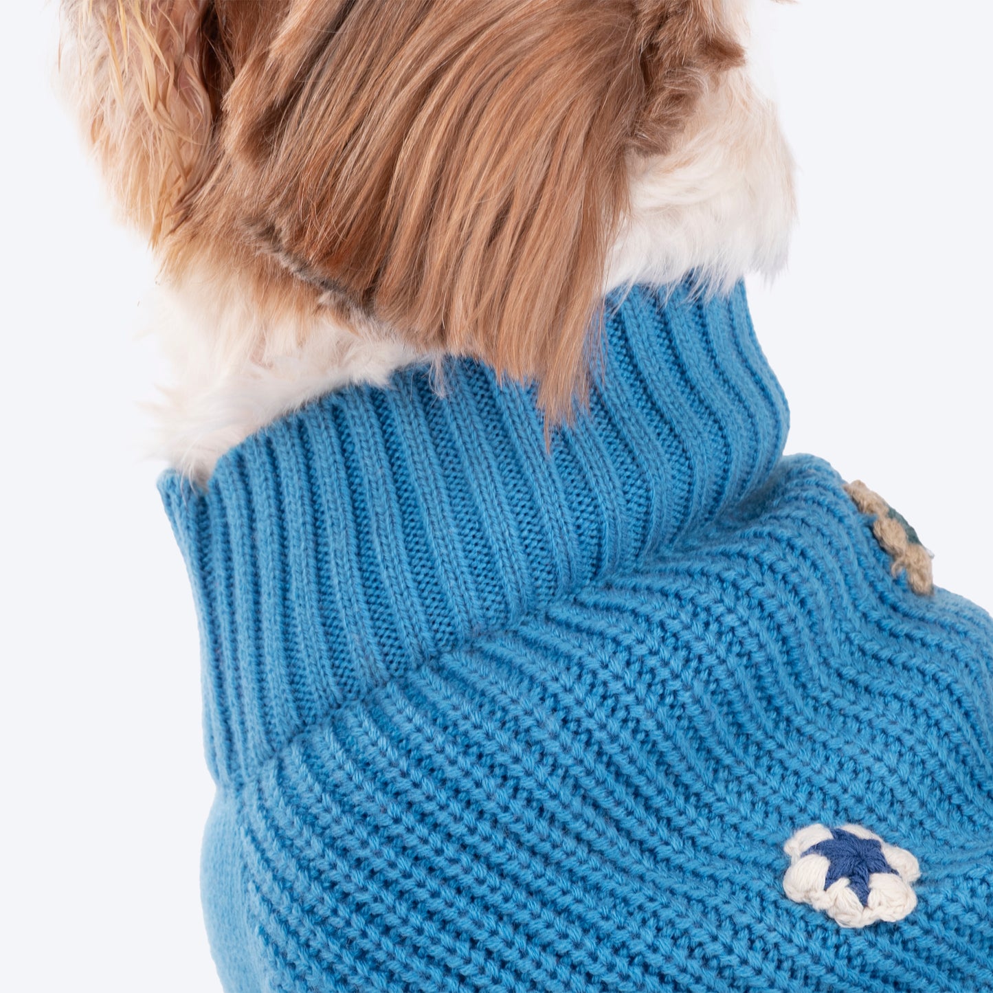 HUFT Frosty Flowers Sweater For Small Dog - Blue - Heads Up For Tails