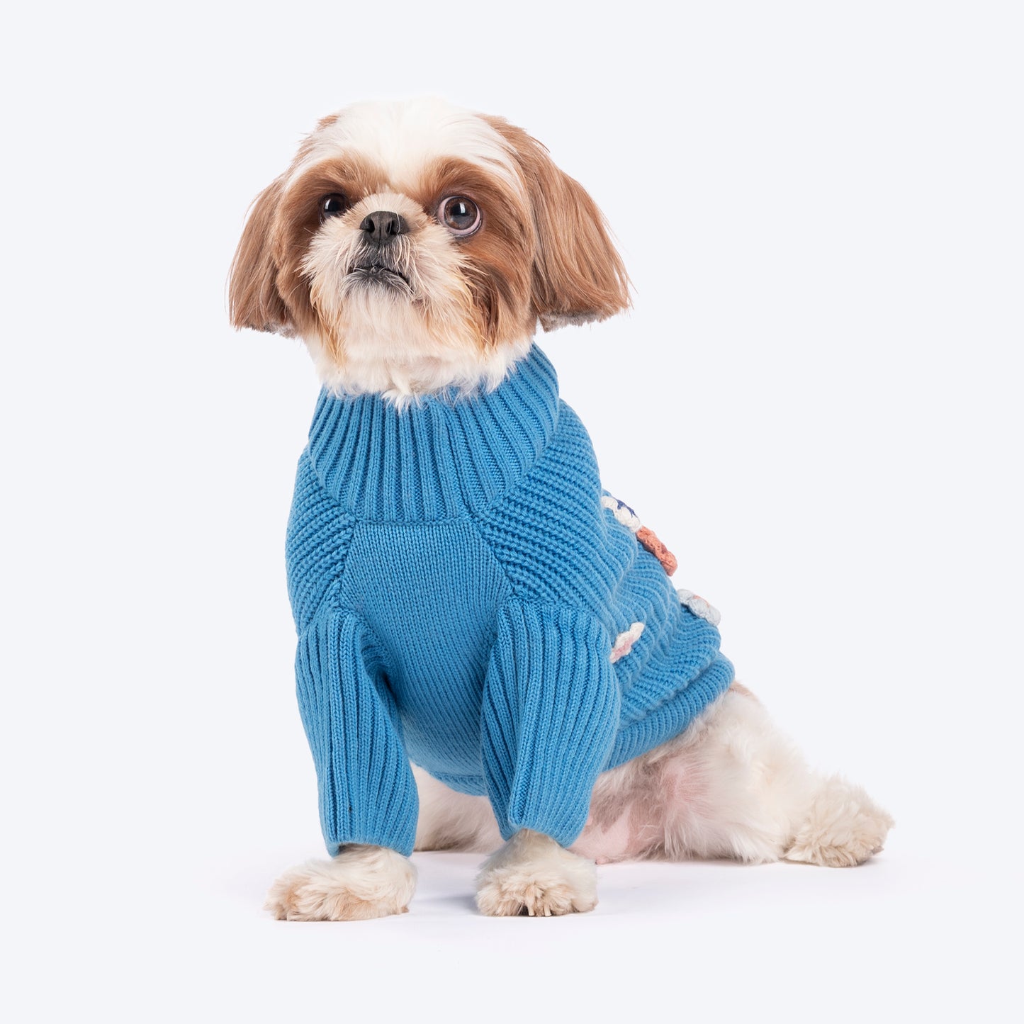 HUFT Frosty Flowers Sweater For Small Dog - Blue - Heads Up For Tails