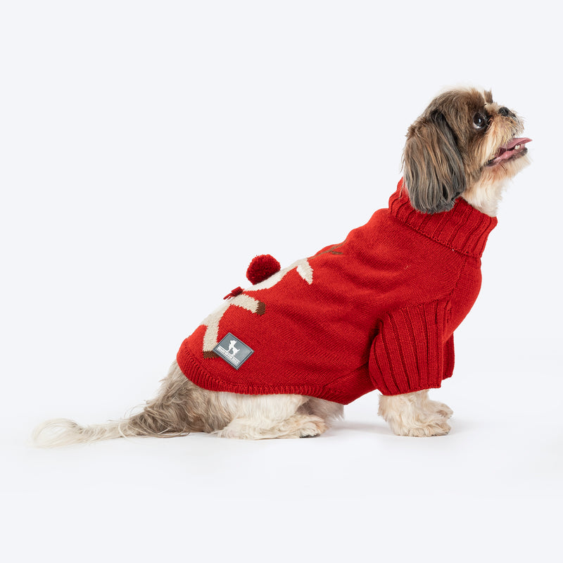HUFT Rudolph'¬€ž¢s Red-Nose Sweater For Small Dog - Red - Heads Up For Tails