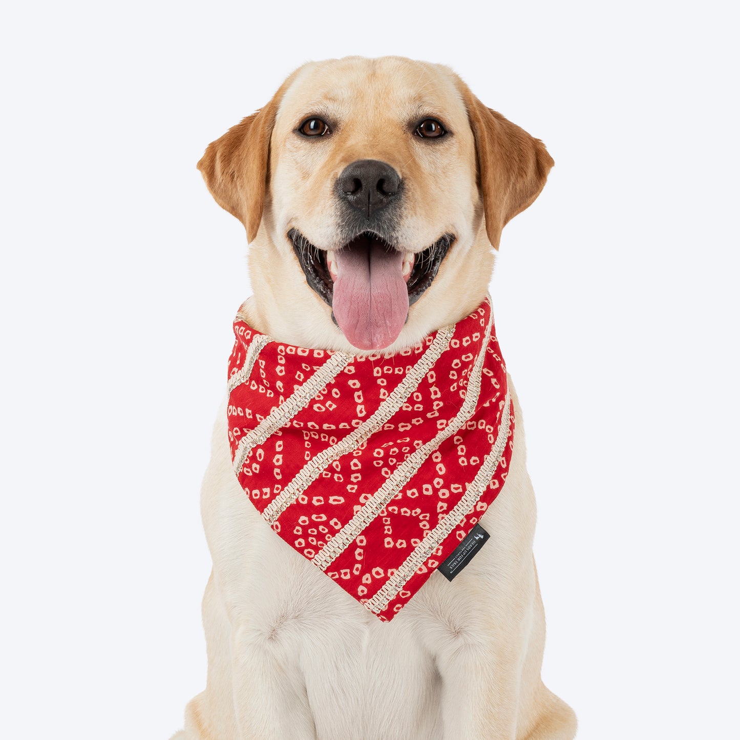 HUFT Bandhani Bandhan Knot Bandana For Dog - Red - Heads Up For Tails