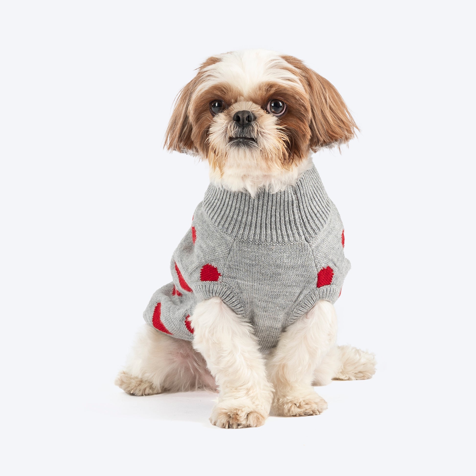HUFT Classic Love Sweater For Small Dog - Grey - Heads Up For Tails