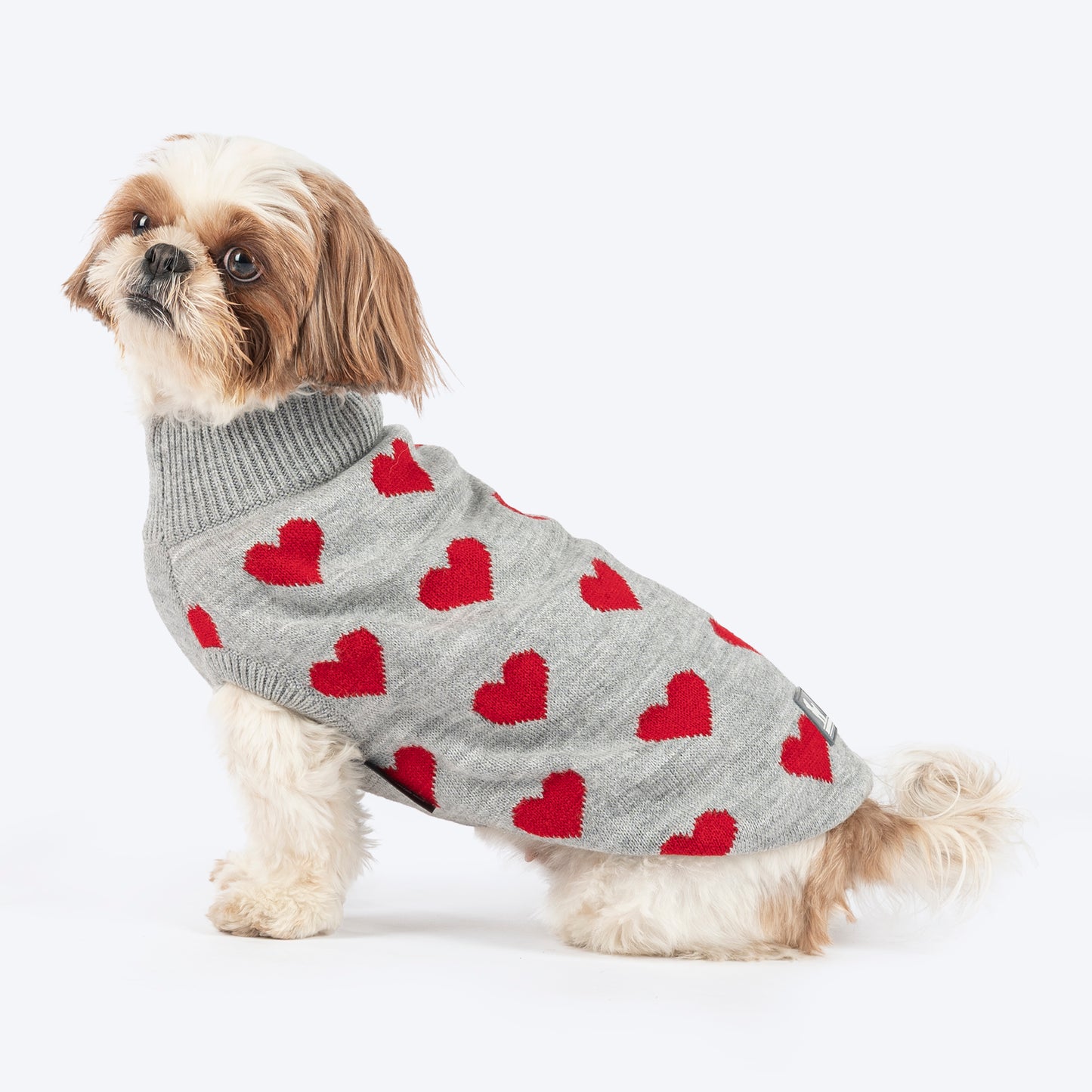 HUFT Classic Love Sweater For Small Dog - Grey - Heads Up For Tails