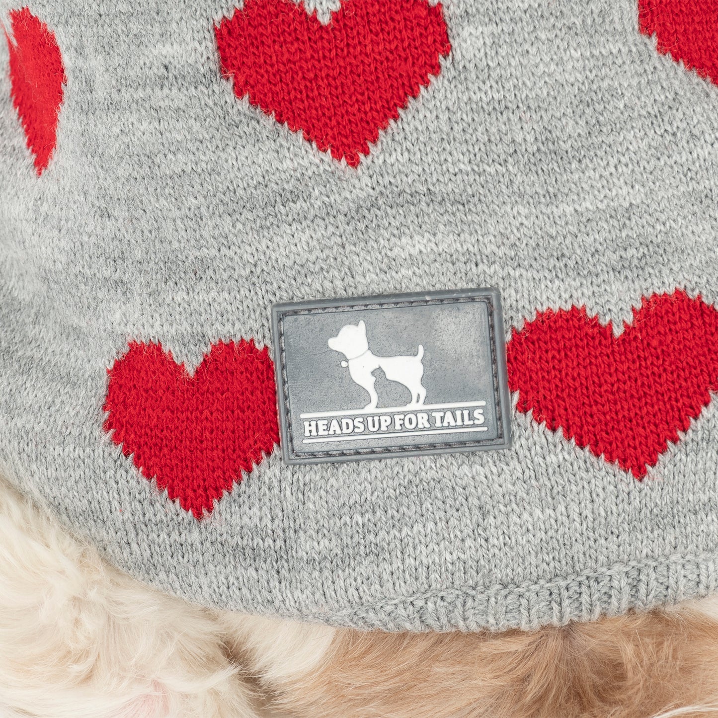 HUFT Classic Love Sweater For Small Dog - Grey - Heads Up For Tails