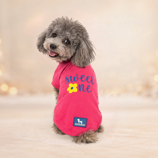 HUFT Sweet One Printed T-Shirt For Dog - Pink