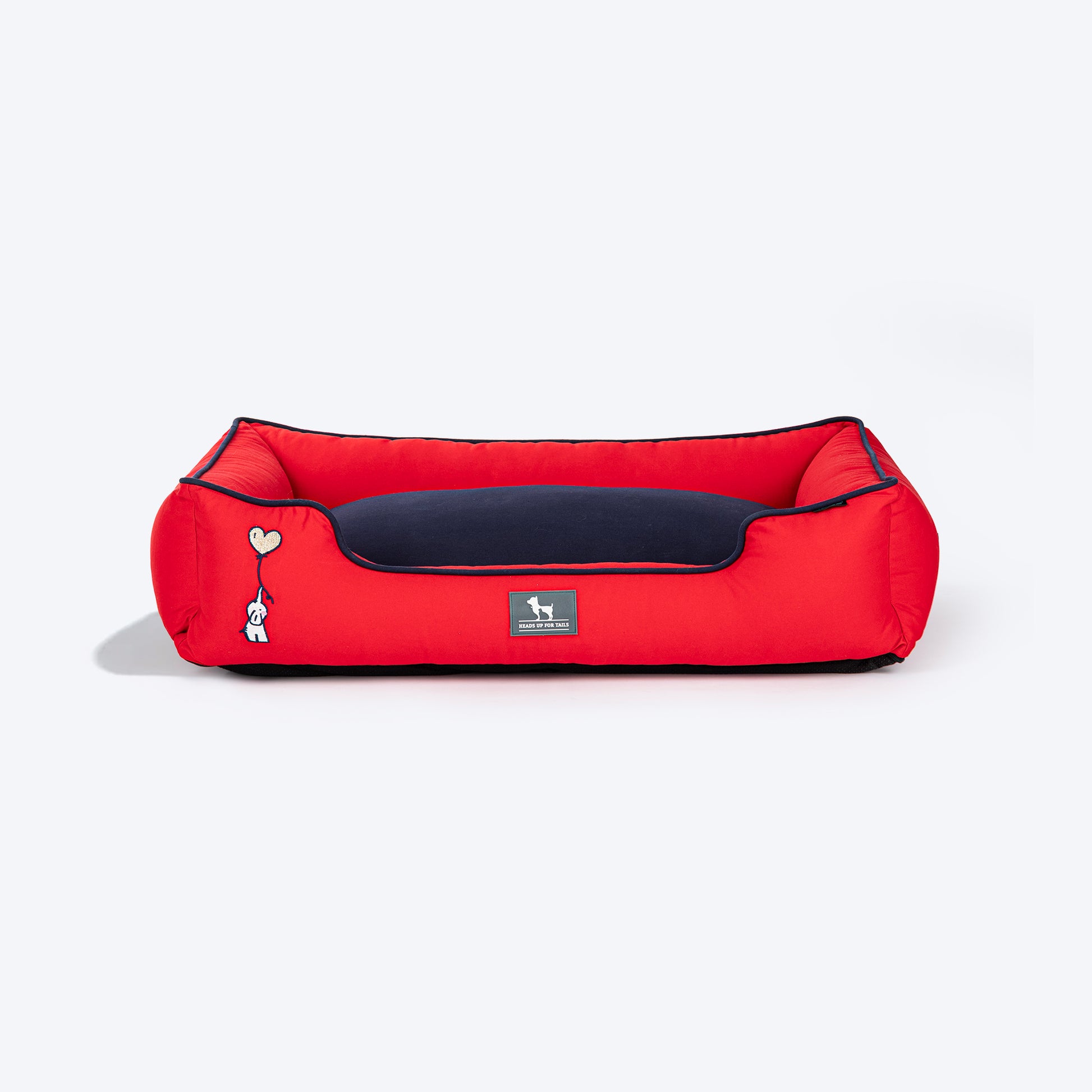 HUFT Ellie Classic Lounger Bed For Dog - Red & Navy - Heads Up For Tails