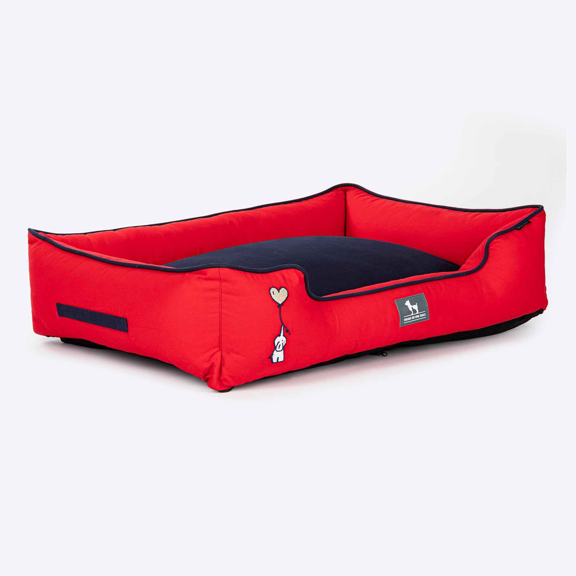 HUFT Ellie Classic Lounger Bed For Dog - Red & Navy - Heads Up For Tails