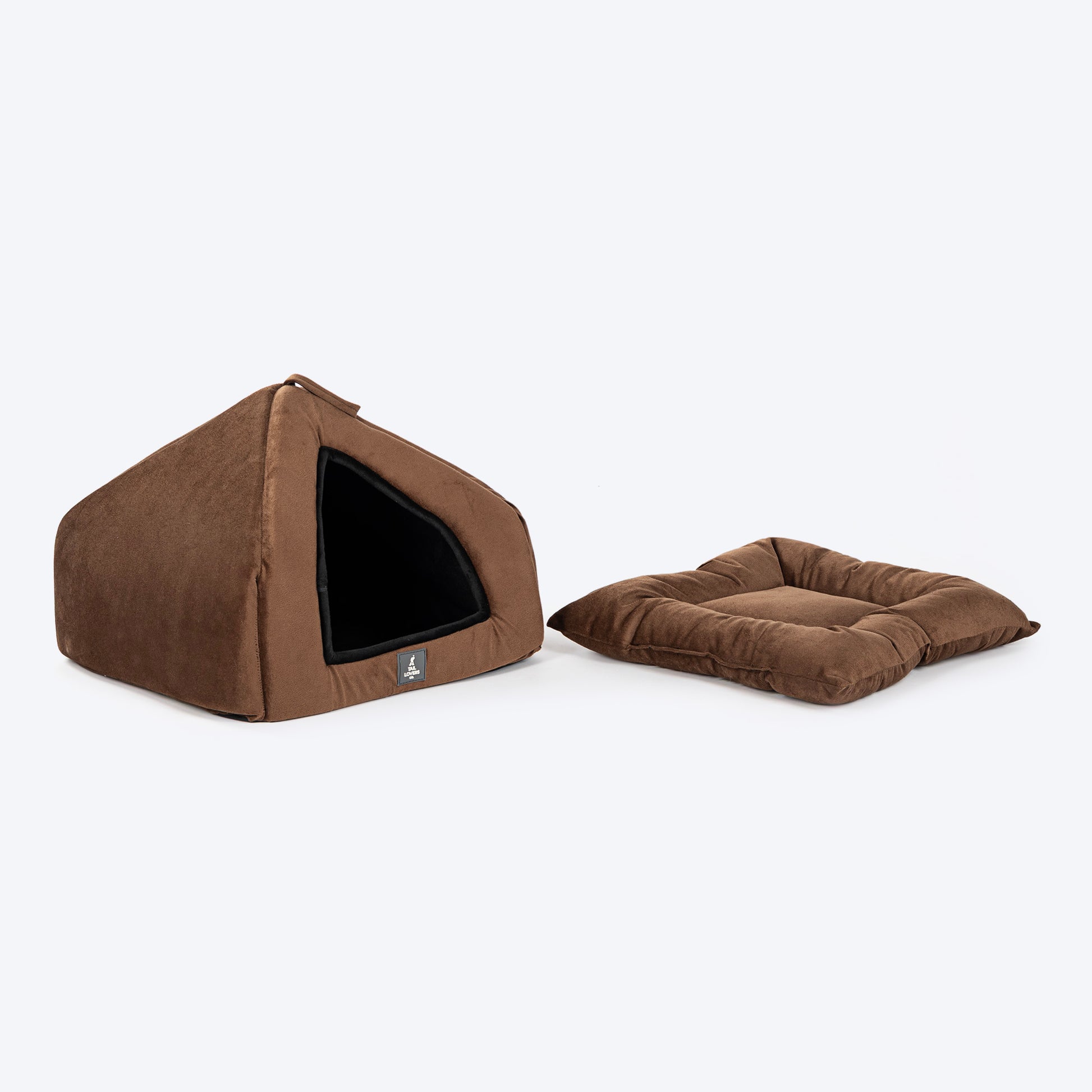 TLC Bedding With Removable Cushion For Cat & Puppy - Brown & Black - Heads Up For Tails