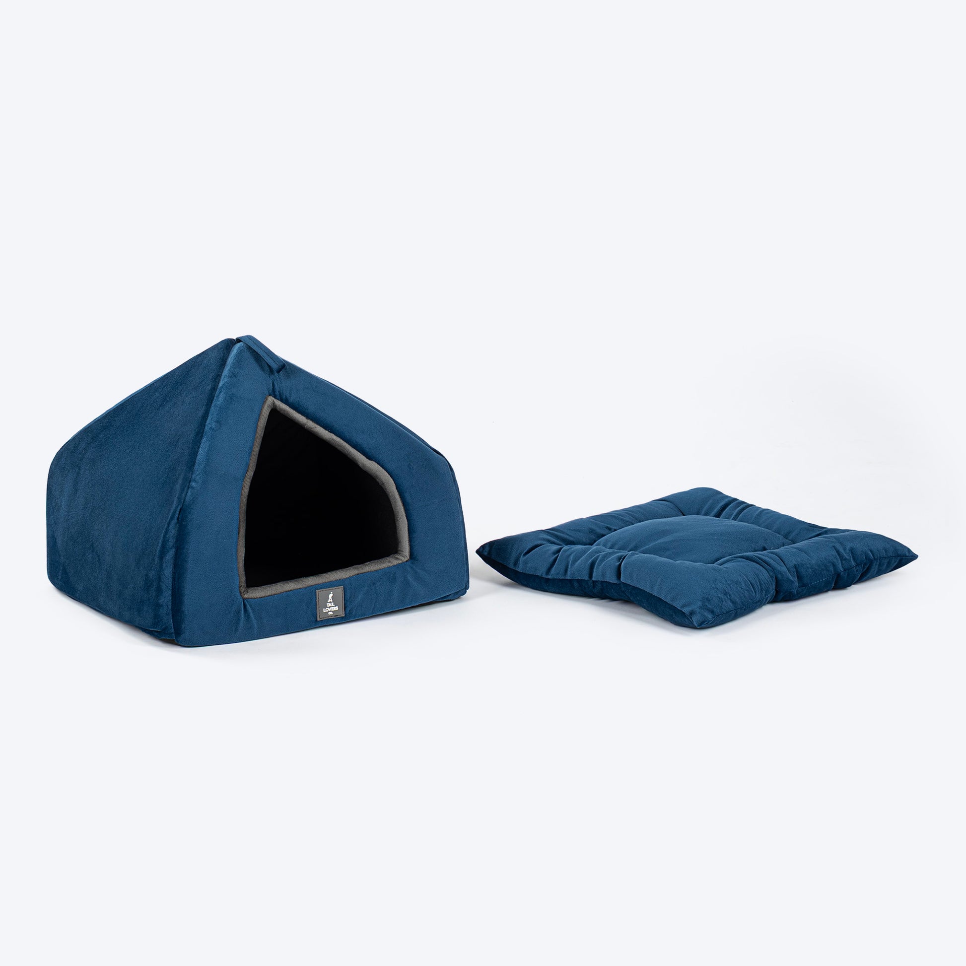 TLC Bedding With Removable Cushion For Cat & Puppy - Navy & Grey - Heads Up For Tails