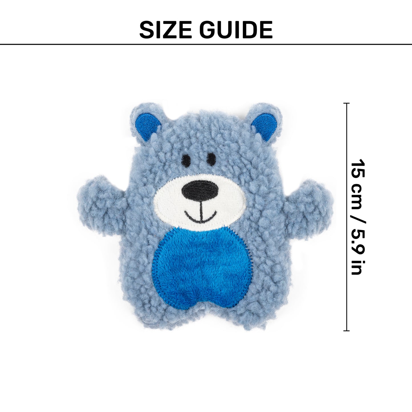 TLC Crinkly Bear Squeaky Plush Toy For Dog - Blue - Heads Up For Tails