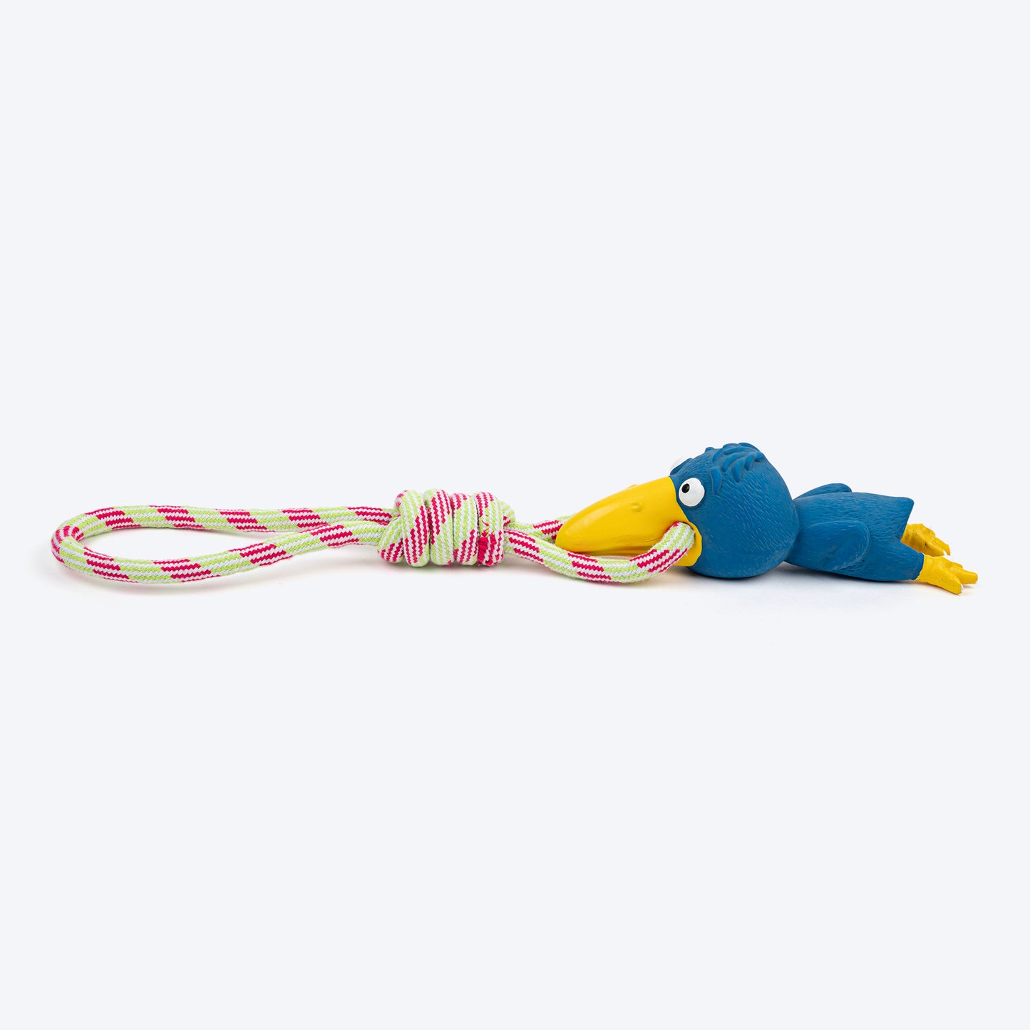TLC Rubber Bird Squeaky With Rope Chew Toy For Dog - Multicolor - Heads Up For Tails