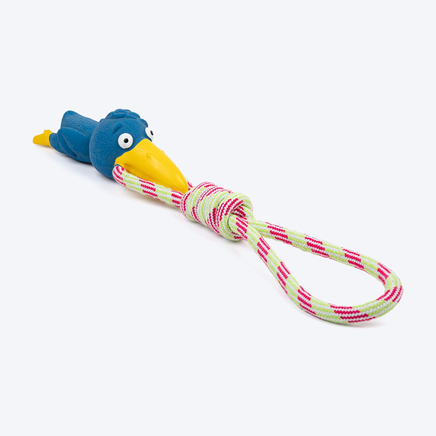 TLC Rubber Bird Squeaky With Rope Chew Toy For Dog - Multicolor - Heads Up For Tails