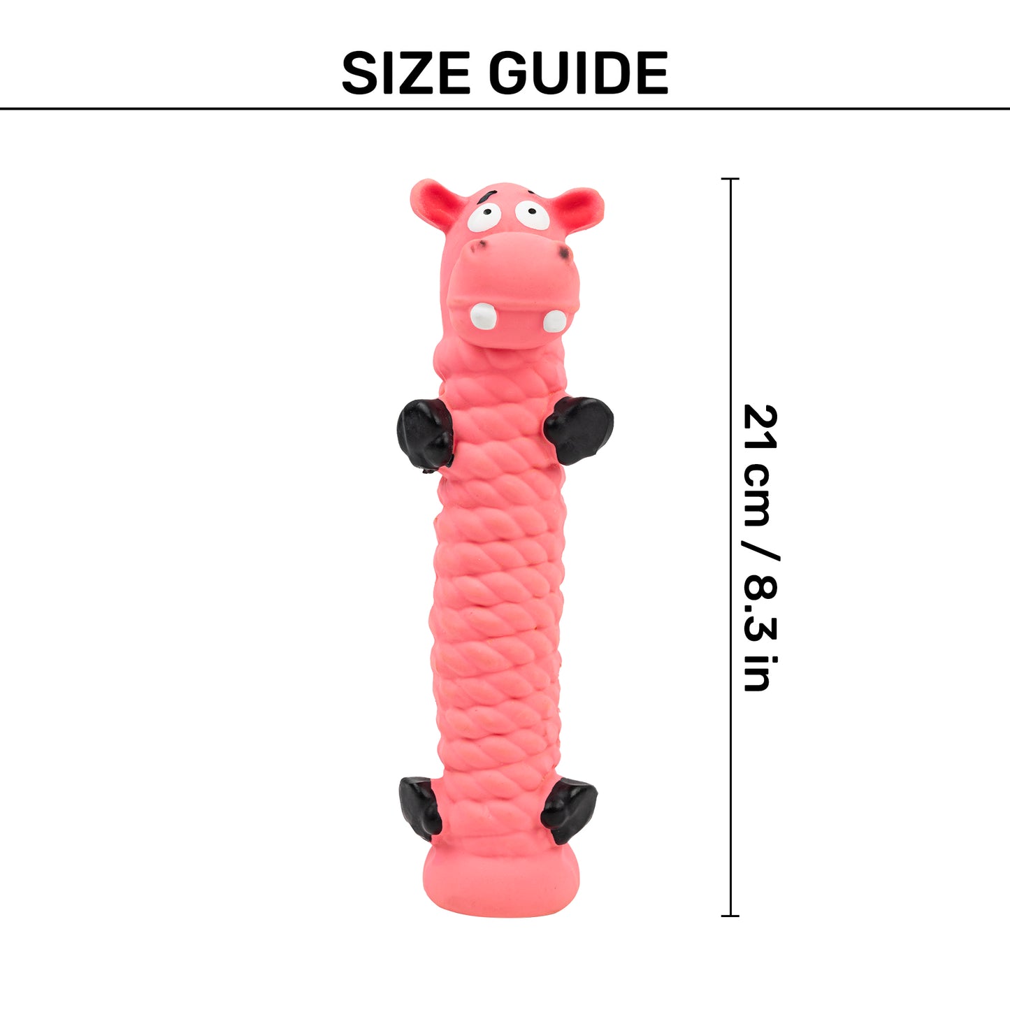 TLC Long Body Hippo Squeaky Chew Toy For Dog - Pink - Heads Up For Tails