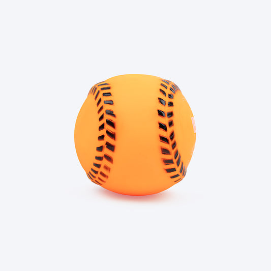 TLC Baseball Squeaky Chew Toy For Dog - Orange - Heads Up For Tails