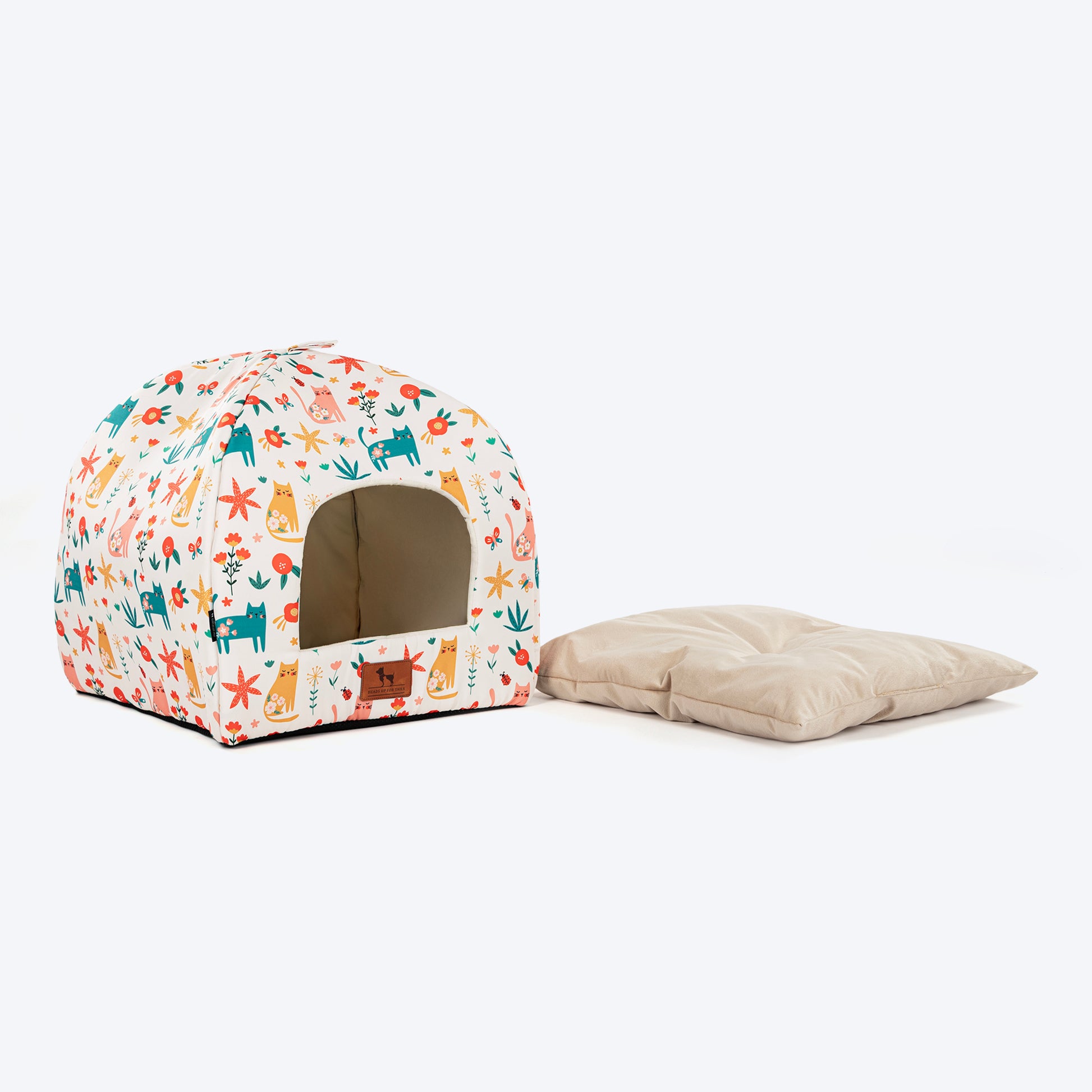 HUFT Snuggle Bloom Tent Bed For Cat - Multicolor - Heads Up For Tails