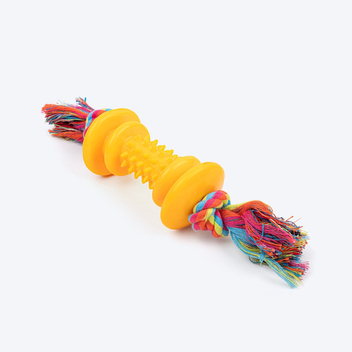 TLC Roller With Rope Chew Toy For Dog - Yellow - Heads Up For Tails