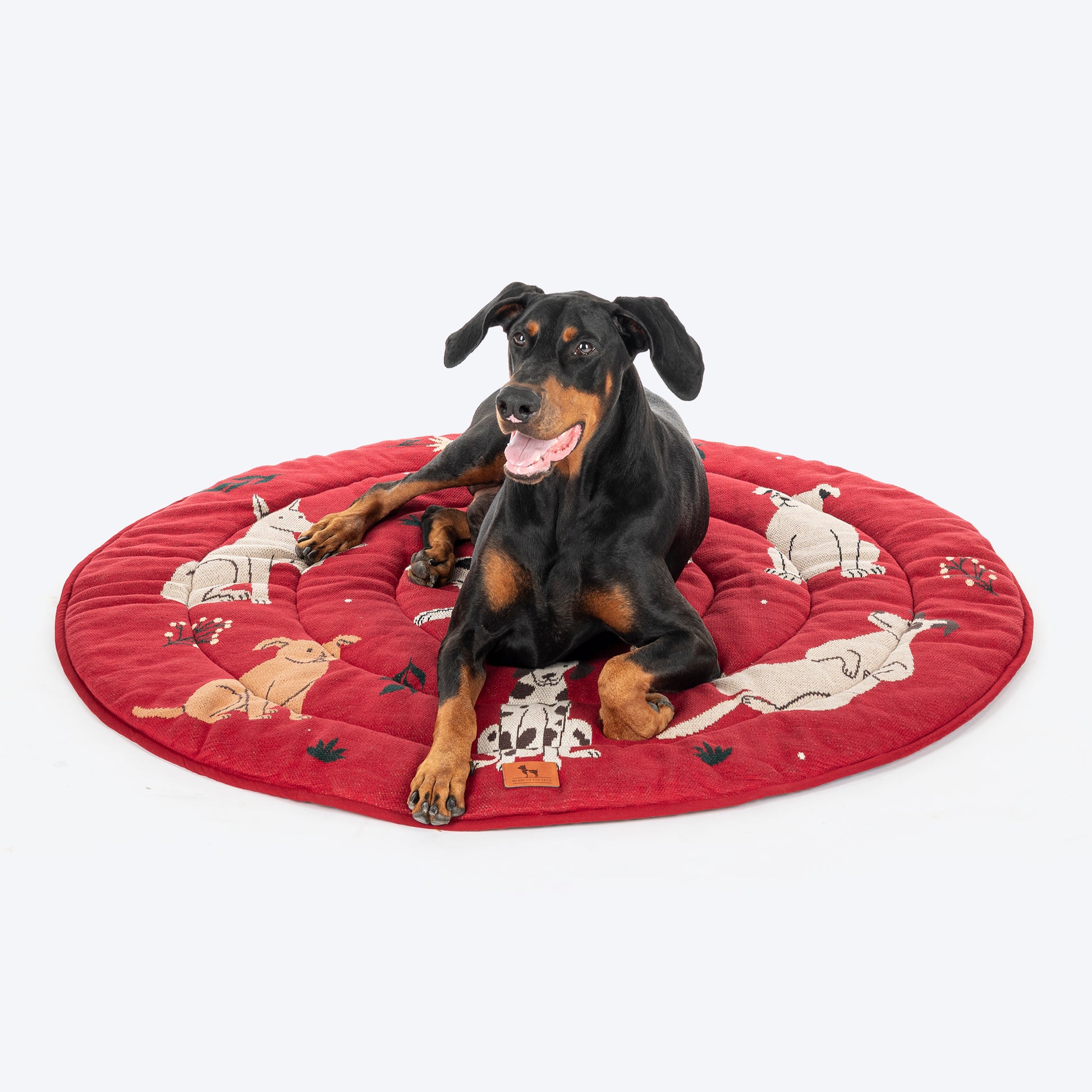 HUFT Bloom Buddies Round Mat For Dog - Red - Heads Up For Tails