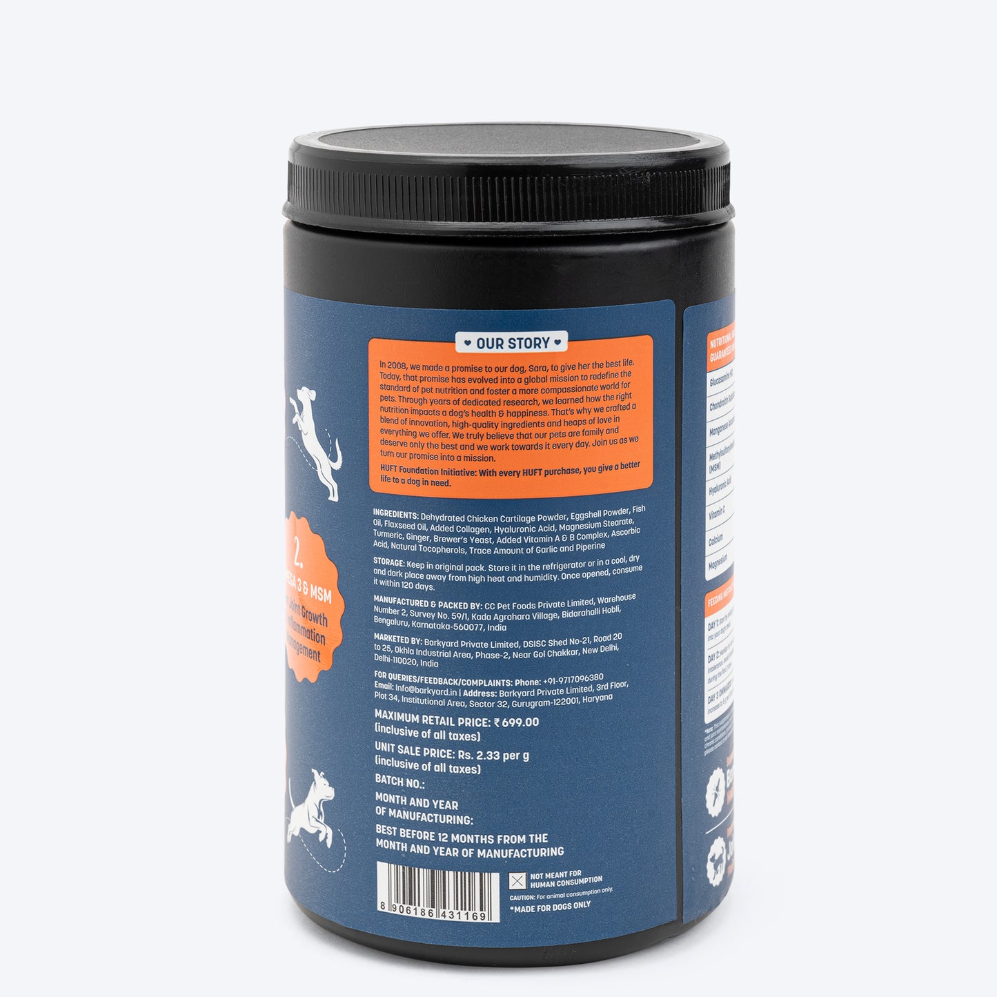 Sara's Boosters Bone & Joint Mobility Supplement For Dog - 300 gm - Heads Up For Tails