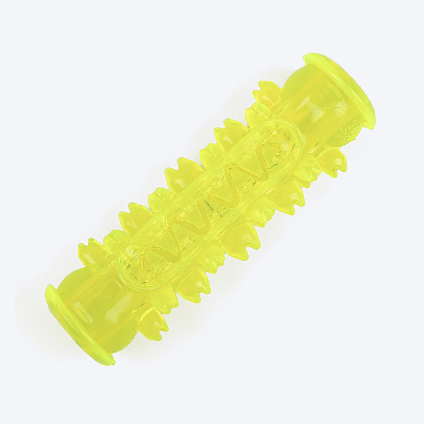 TLC Spiky Tooth Brush Chew Toy For Dog - Yellow - Heads Up For Tails