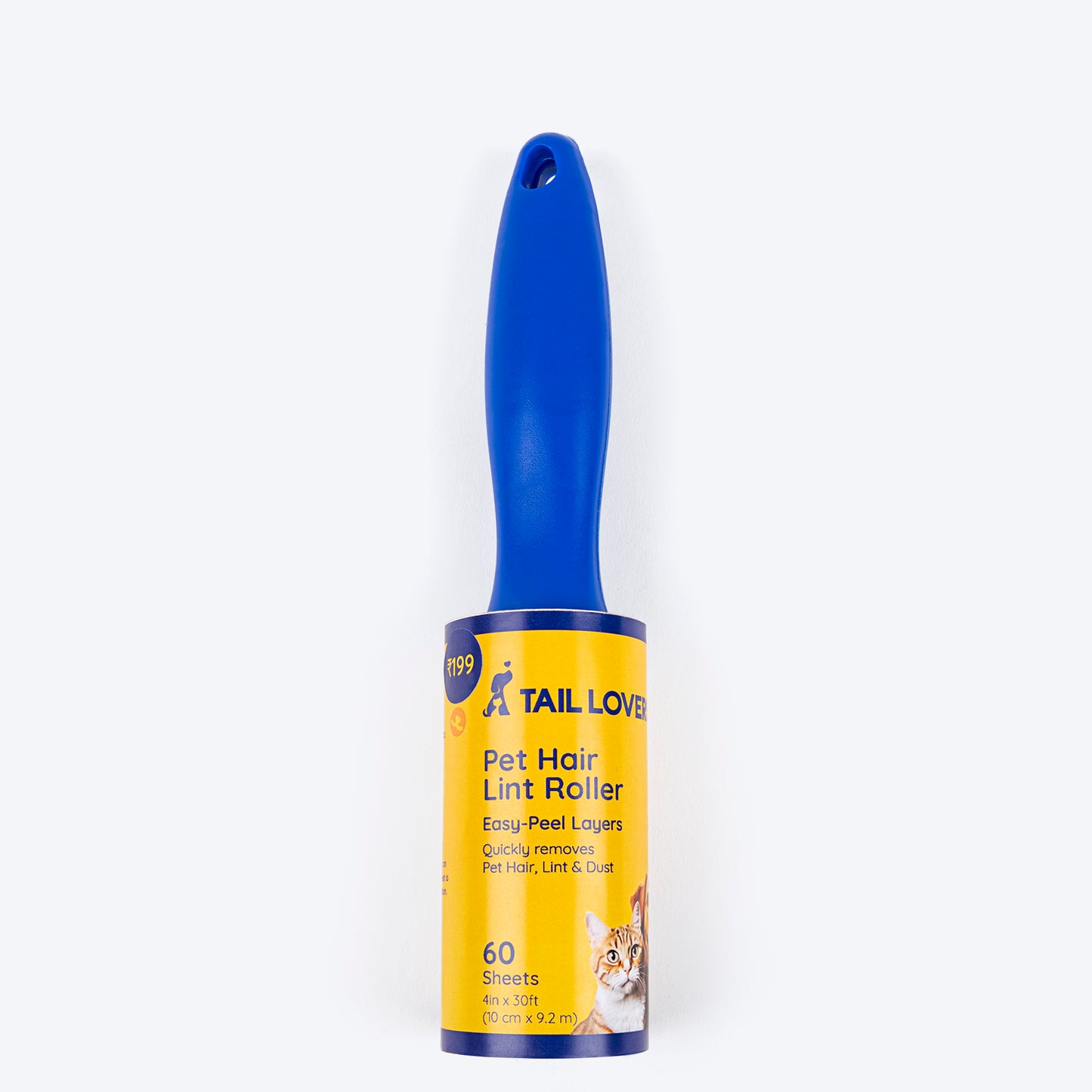TLC Lint Hair Removal Roller For Dog & Cat - Blue - Heads Up For Tails