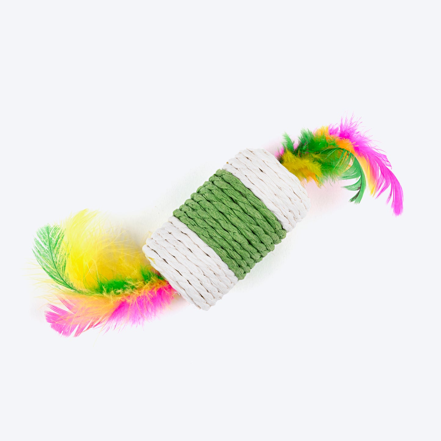 TLC Sisal Rolling With Feathers Toy For Cat - Multicolour - Heads Up For Tails