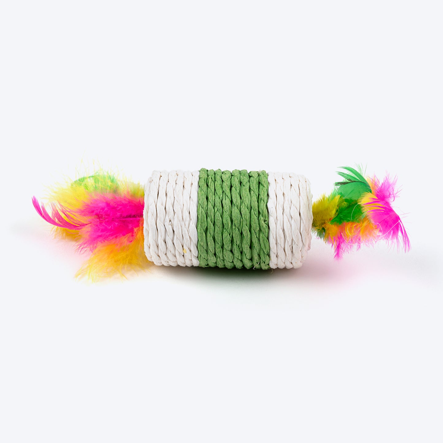 TLC Sisal Rolling With Feathers Toy For Cat - Multicolour - Heads Up For Tails