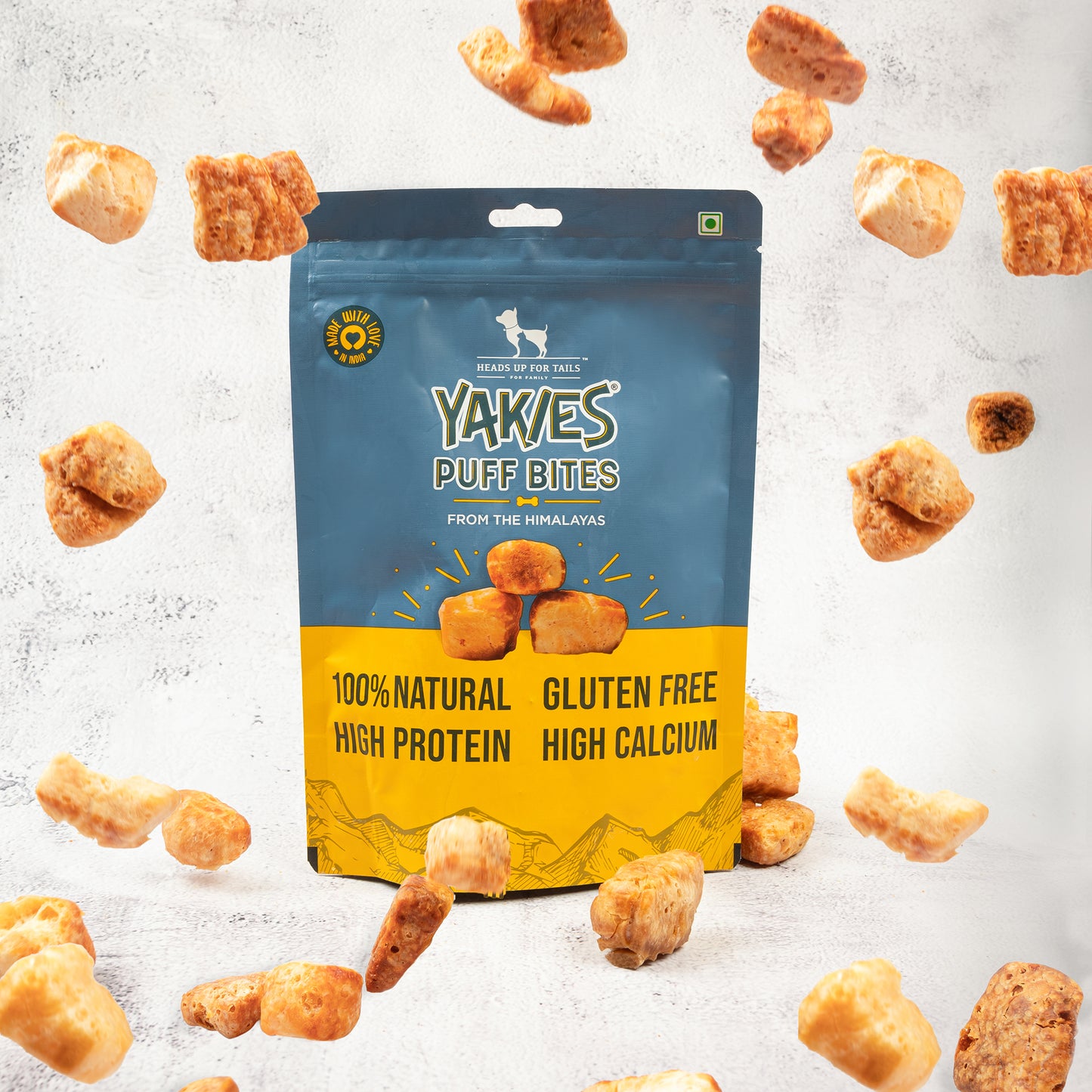 HUFT Yakies Puff Bites 100% Natural Gluten Free Dog Treats - 70 gm - Heads Up For Tails