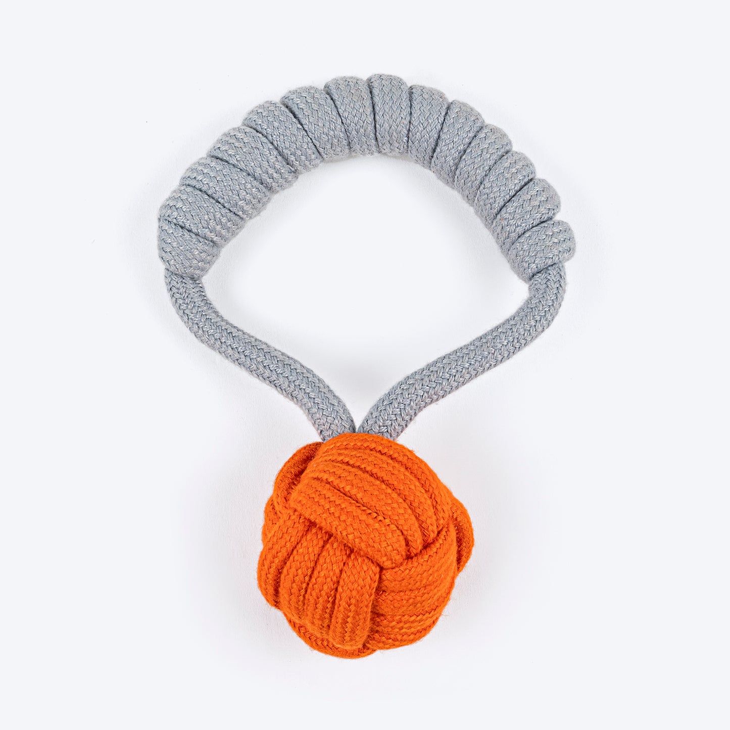TLC Tug-A-Ball Rope Toy For Dog - Orange & Grey - Heads Up For Tails