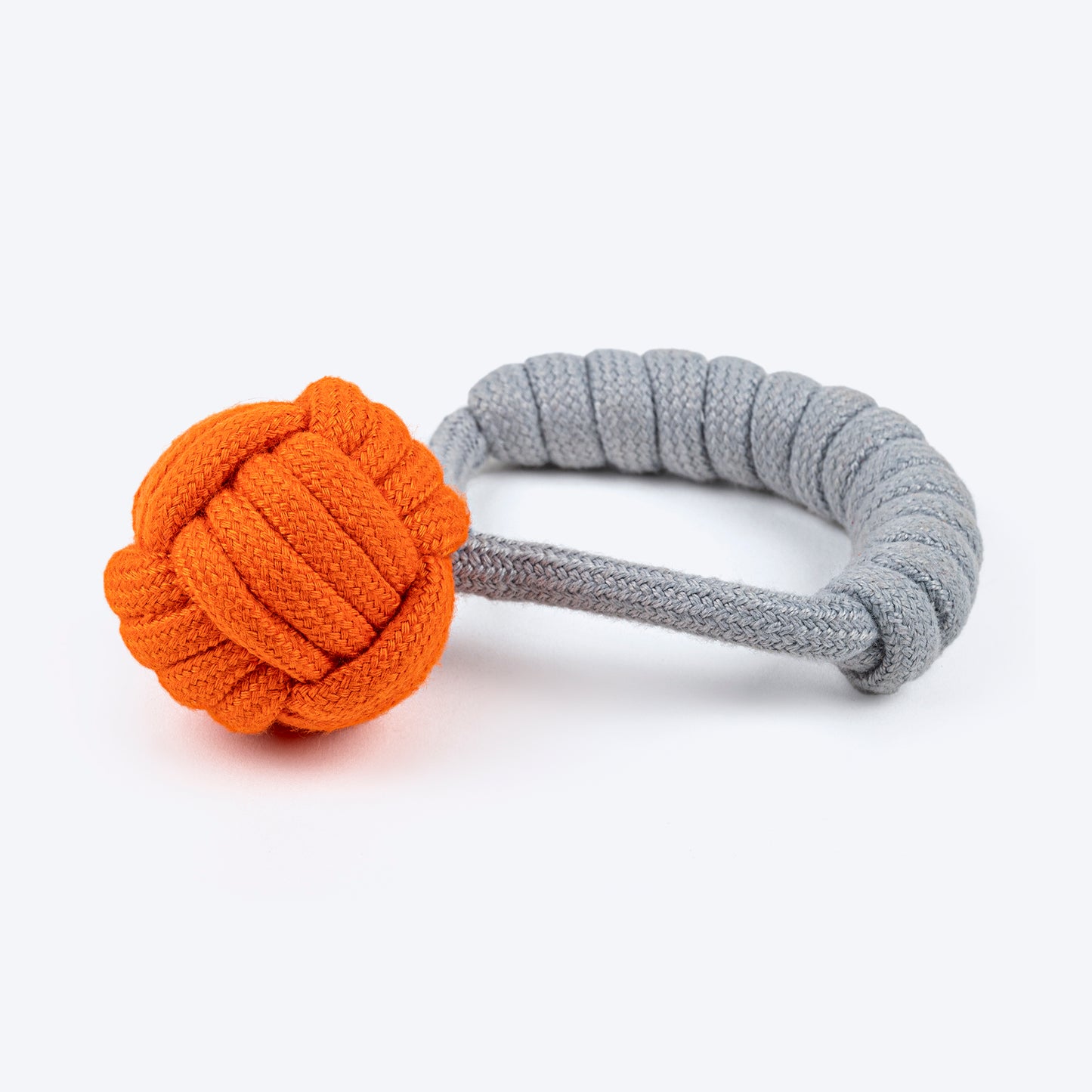 TLC Tug-A-Ball Rope Toy For Dog - Orange & Grey - Heads Up For Tails