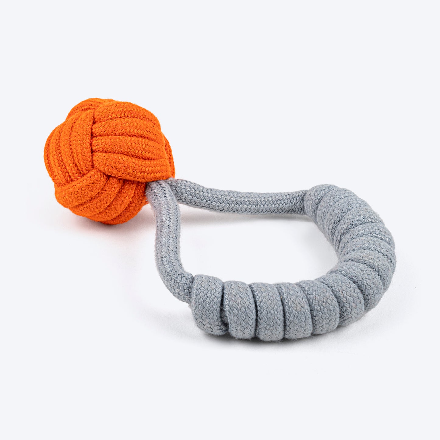 TLC Tug-A-Ball Rope Toy For Dog - Orange & Grey - Heads Up For Tails
