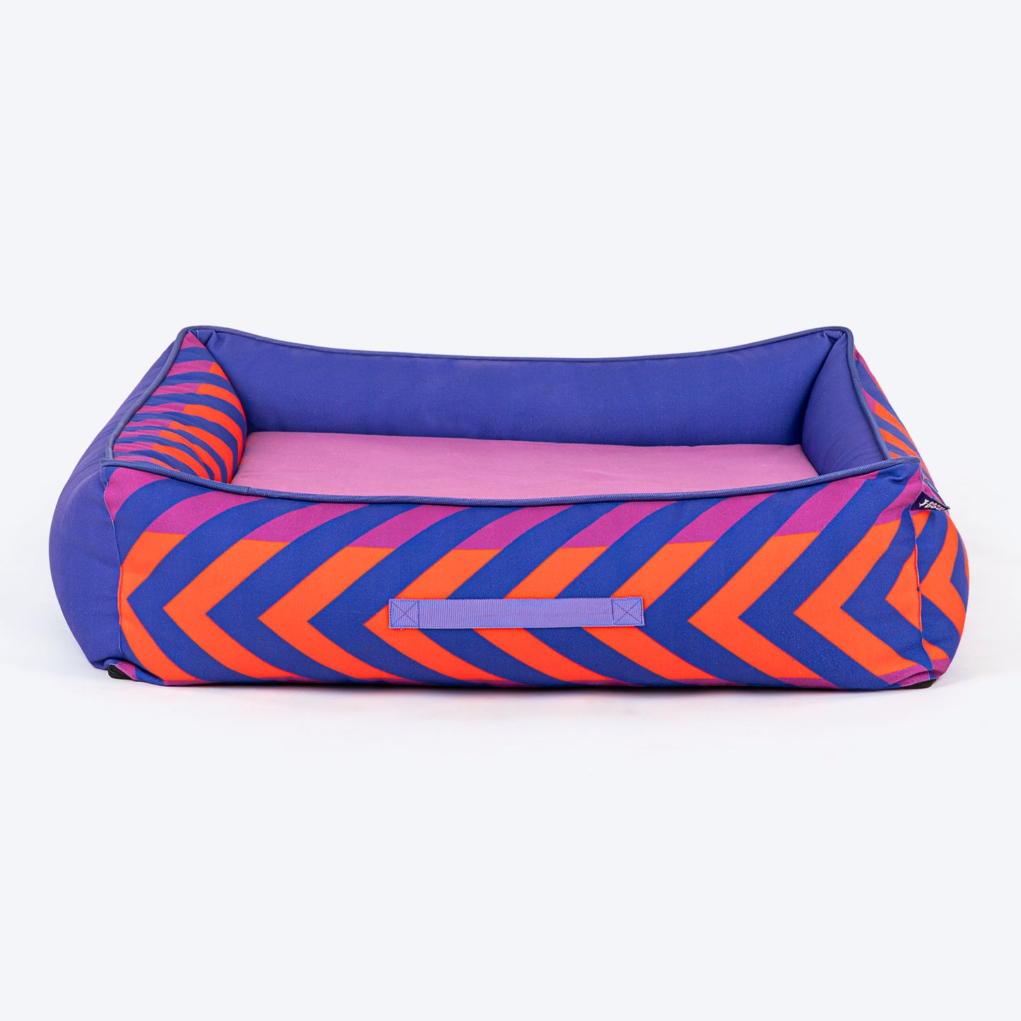Dash Dog Chevron Water Repellent Lounger Dog Bed - Purple & Orange - Heads Up For Tails