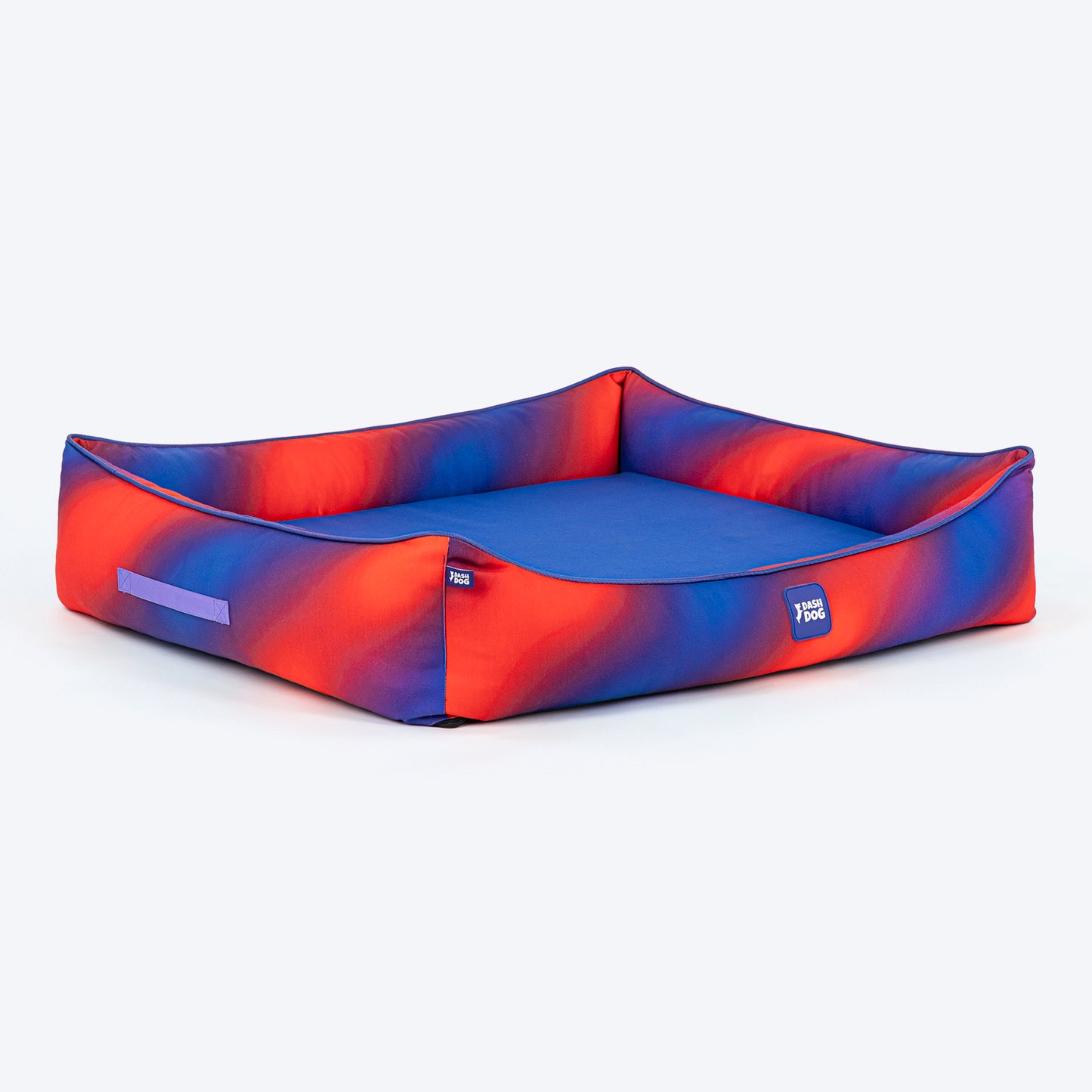 Dash Dog Flow Water Repellent Lounger Dog Bed - Blue & Red - Heads Up For Tails