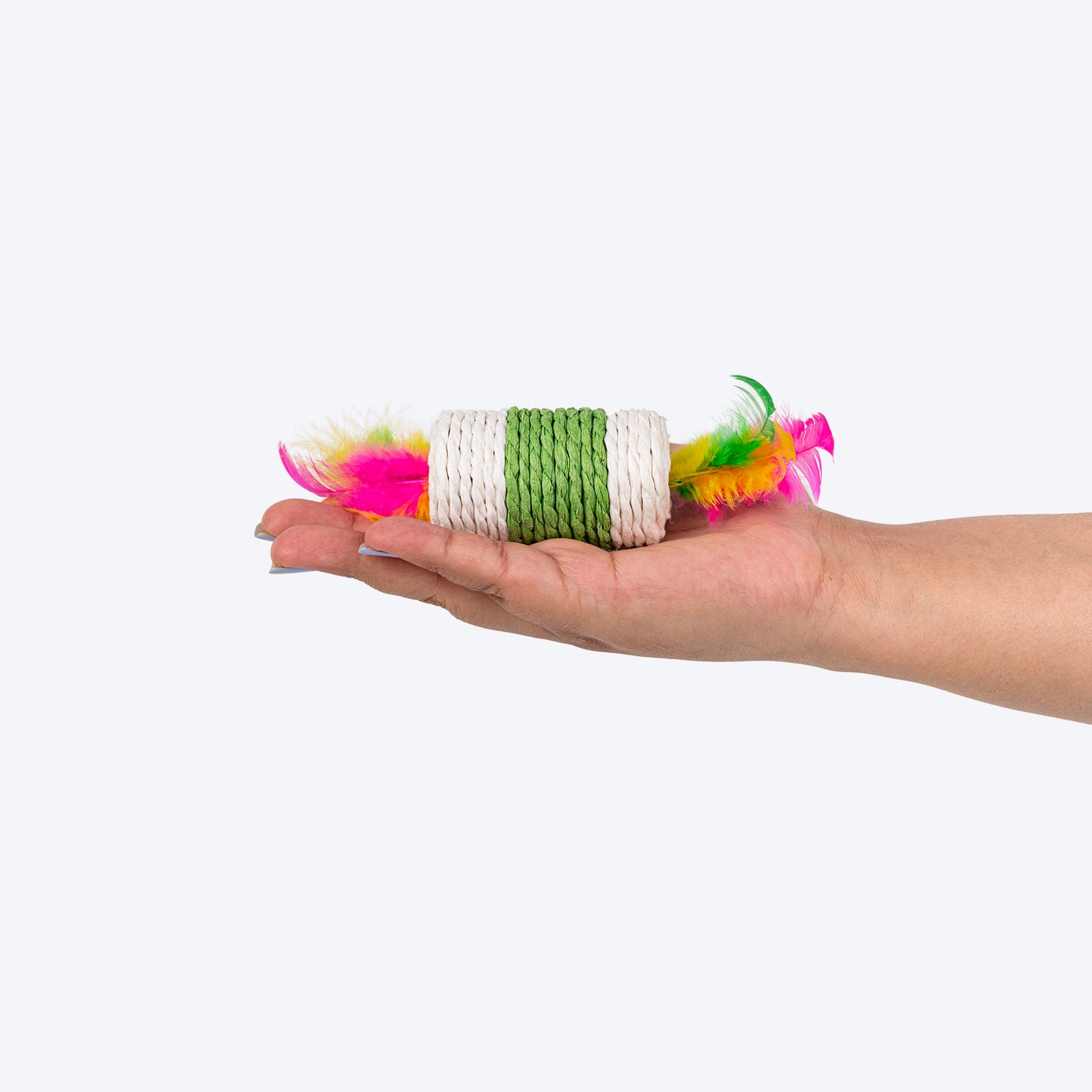 TLC Sisal Rolling With Feathers Toy For Cat - Multicolour - Heads Up For Tails