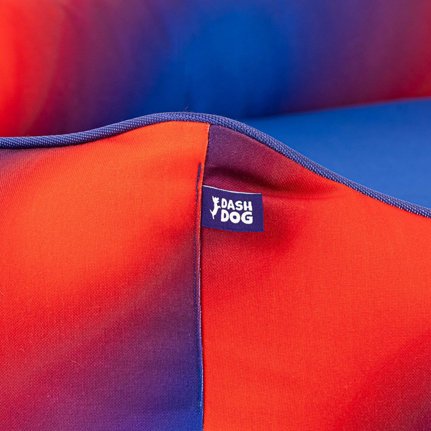Dash Dog Flow Water Repellent Lounger Dog Bed - Blue & Red - Heads Up For Tails