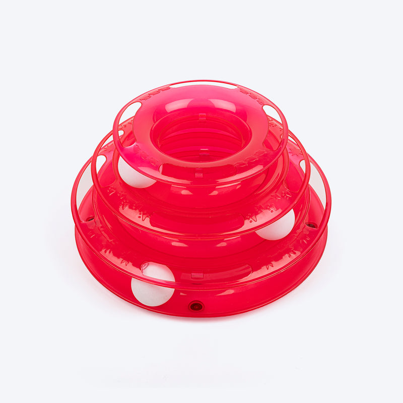 TLC Tower Of Tracks Interactive Toy For Cat - Red - Heads Up For Tails