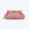 HUFT Cherry Houndstooth Lounger Bed For Dog - Maroon & Ivory