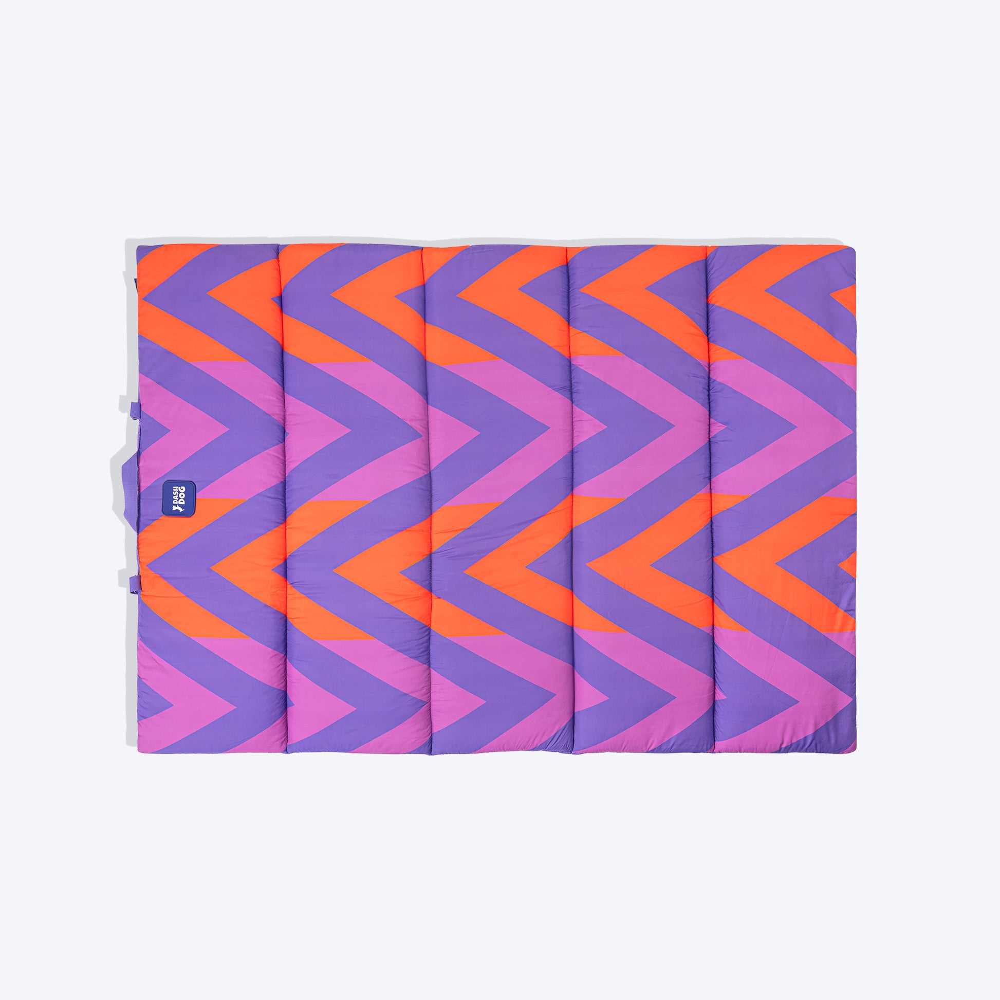Dash Dog Zig Zaggers Water Repellent Portable Mat For Dog - Orange & Purple - Heads Up For Tails