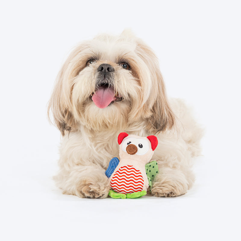 HUFT Owl You Need Squeaky Plush Toy For Puppies - Multicolor - Heads Up For Tails