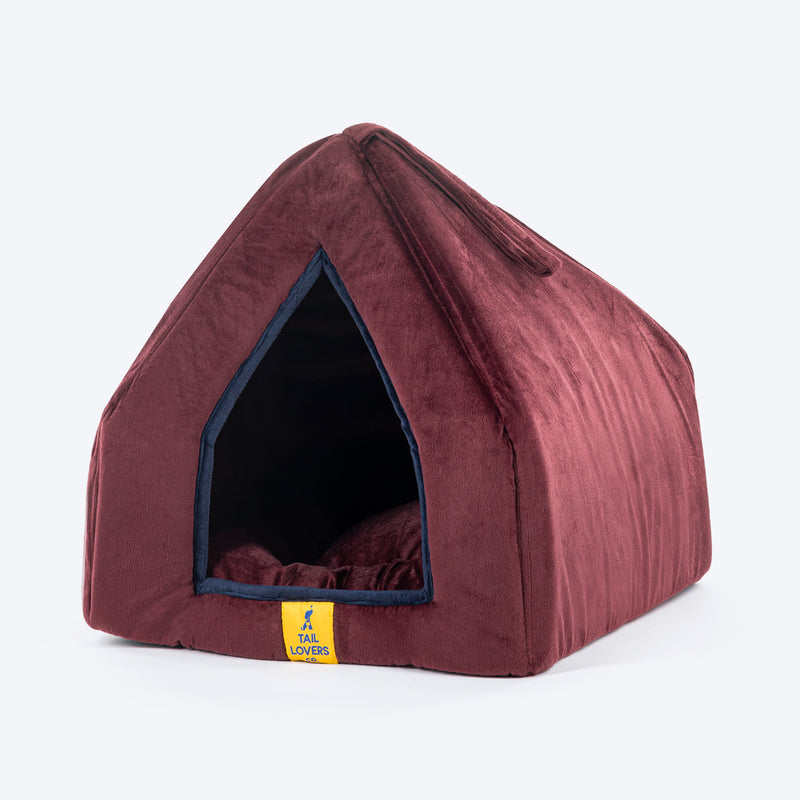 TLC Bedding With Removable Cushion For Cat - Maroon - Heads Up For Tails