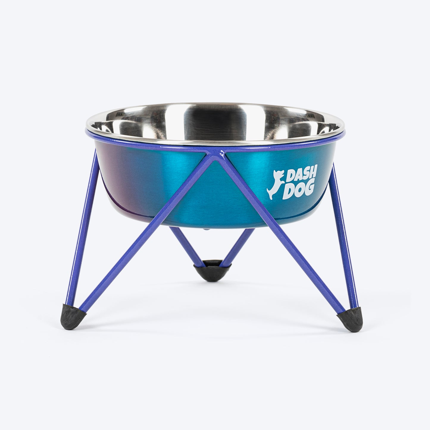 Dash Dog Rainbow Rush Elevated Single Diner With Steel Bowl Inserts For Dog - Violet - Heads Up For Tails