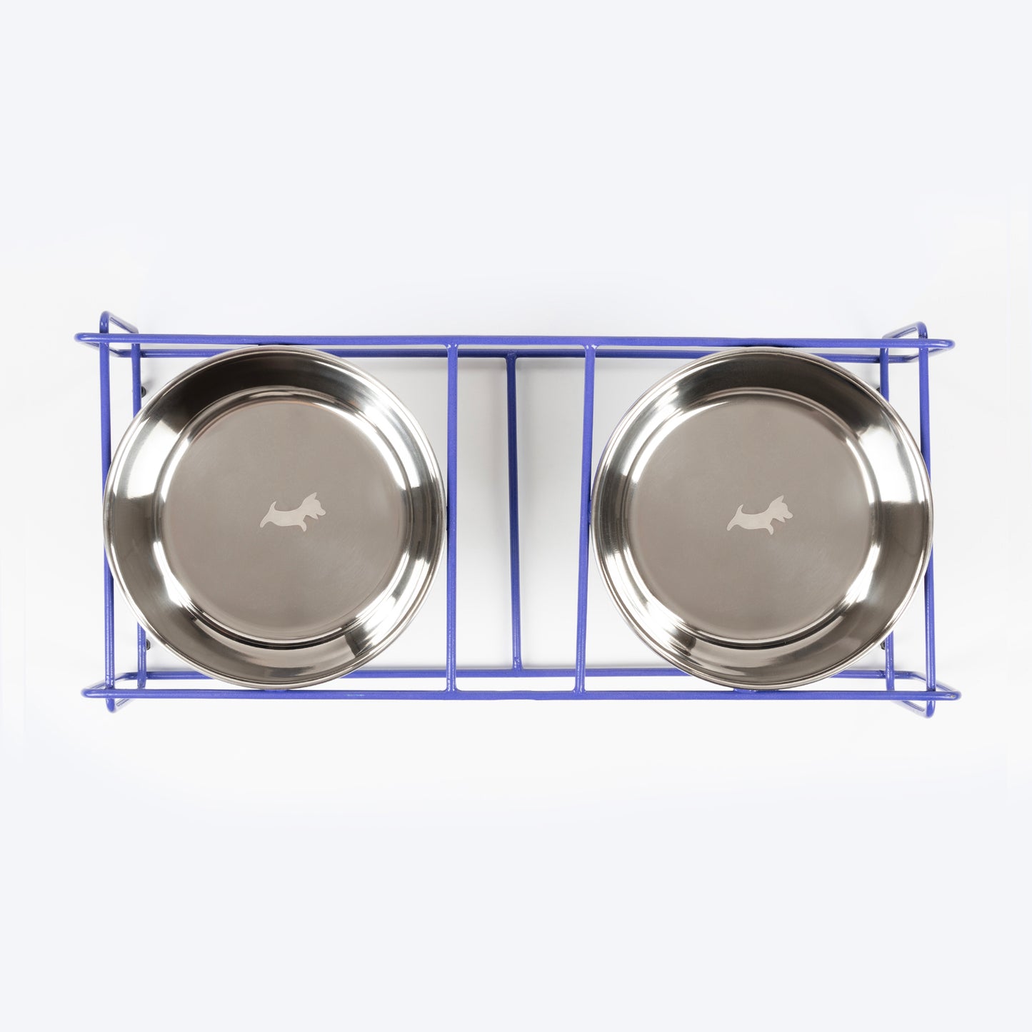 Dash Dog Rainbow Rush Elevated Double Diner With Steel Bowl Inserts For Dog - Violet - Heads Up For Tails
