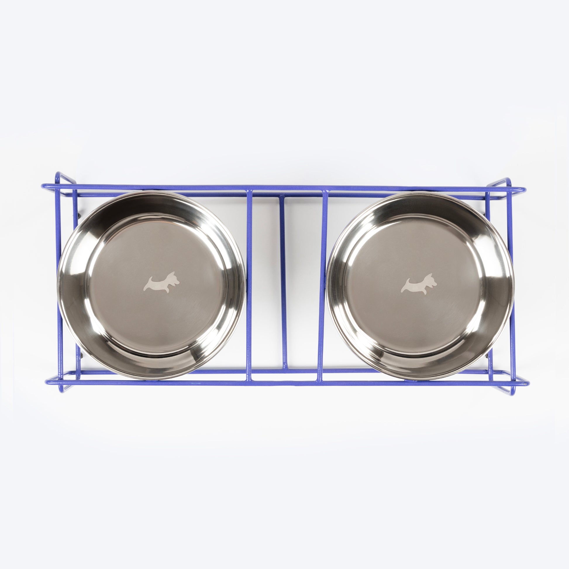 Dash Dog Rainbow Rush Elevated Double Diner With Steel Bowl Inserts For Dog - Violet - Heads Up For Tails
