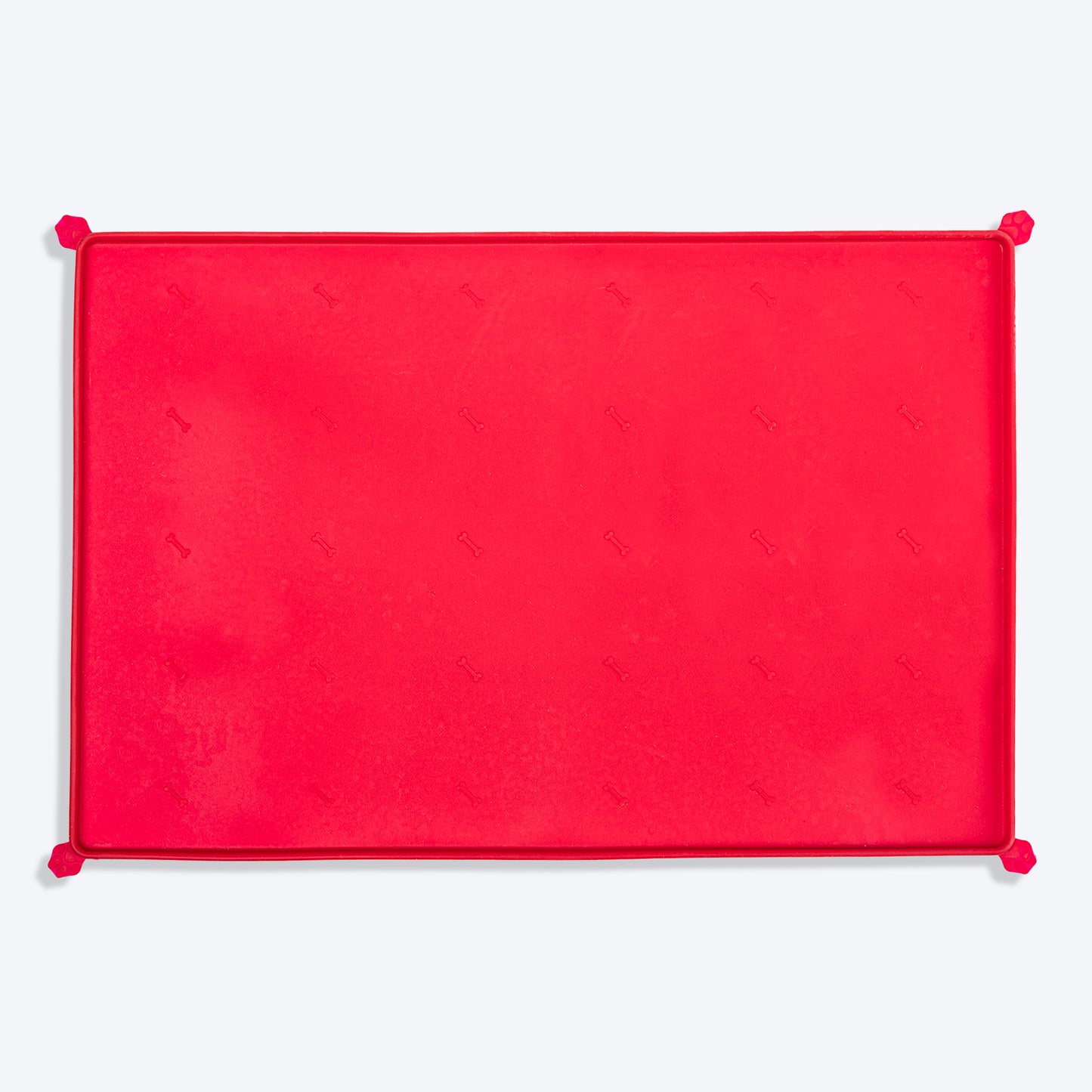 HUFT Anti Spill Rectangle Bowl Mat For Dog & Cat - Red - Heads Up For Tails