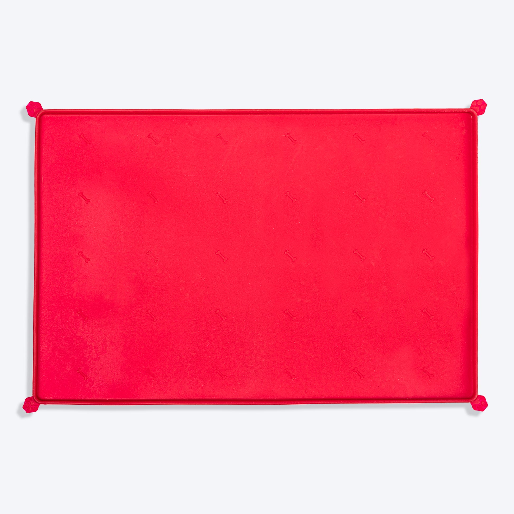 HUFT Anti Spill Rectangle Bowl Mat For Dog & Cat - Red - Heads Up For Tails