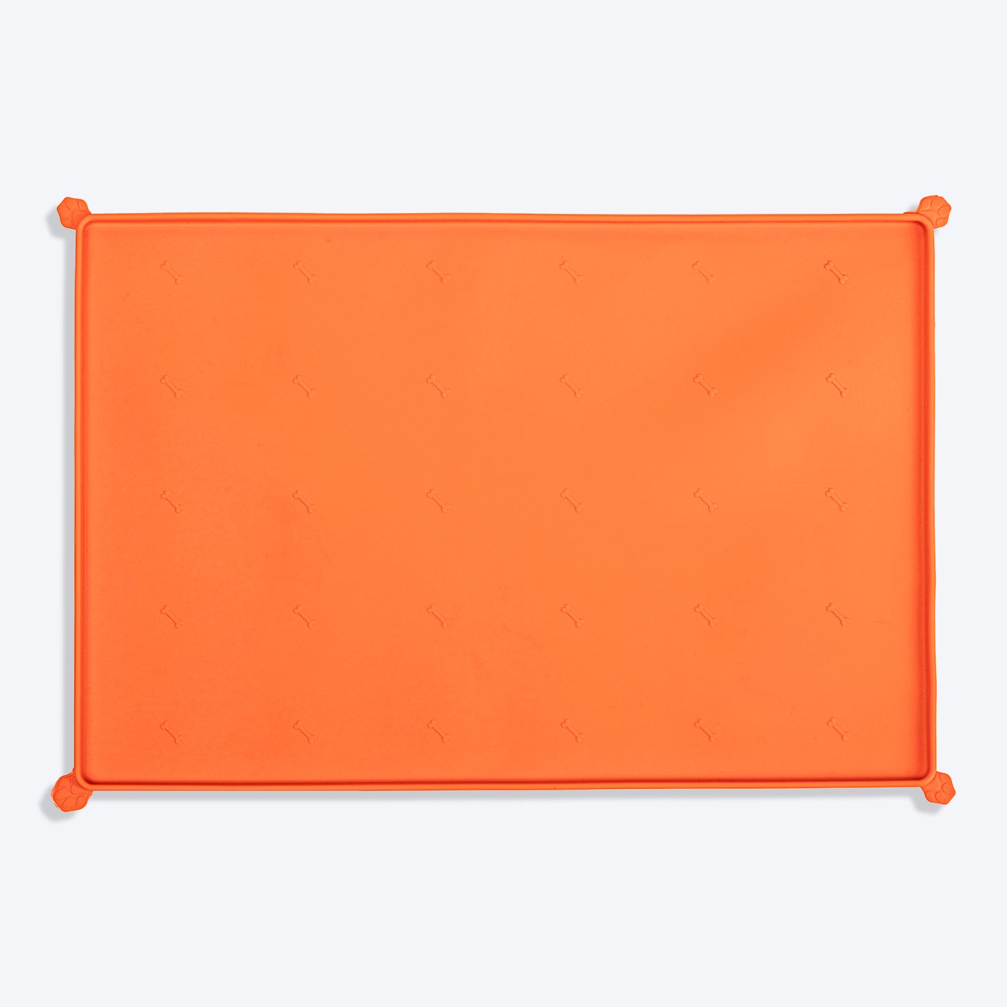 HUFT Anti Spill Rectangle Bowl Mat For Dog & Cat - Orange - Heads Up For Tails