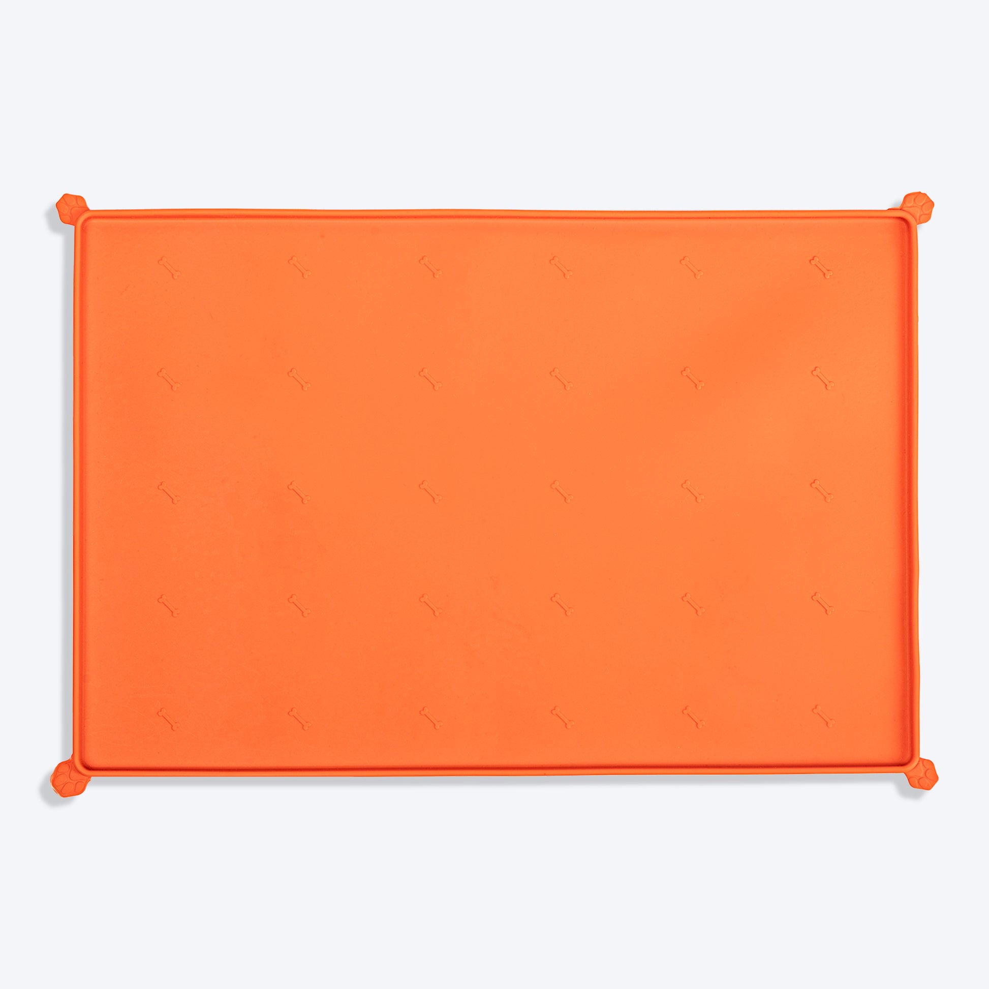 HUFT Anti Spill Rectangle Bowl Mat For Dog & Cat - Orange - Heads Up For Tails