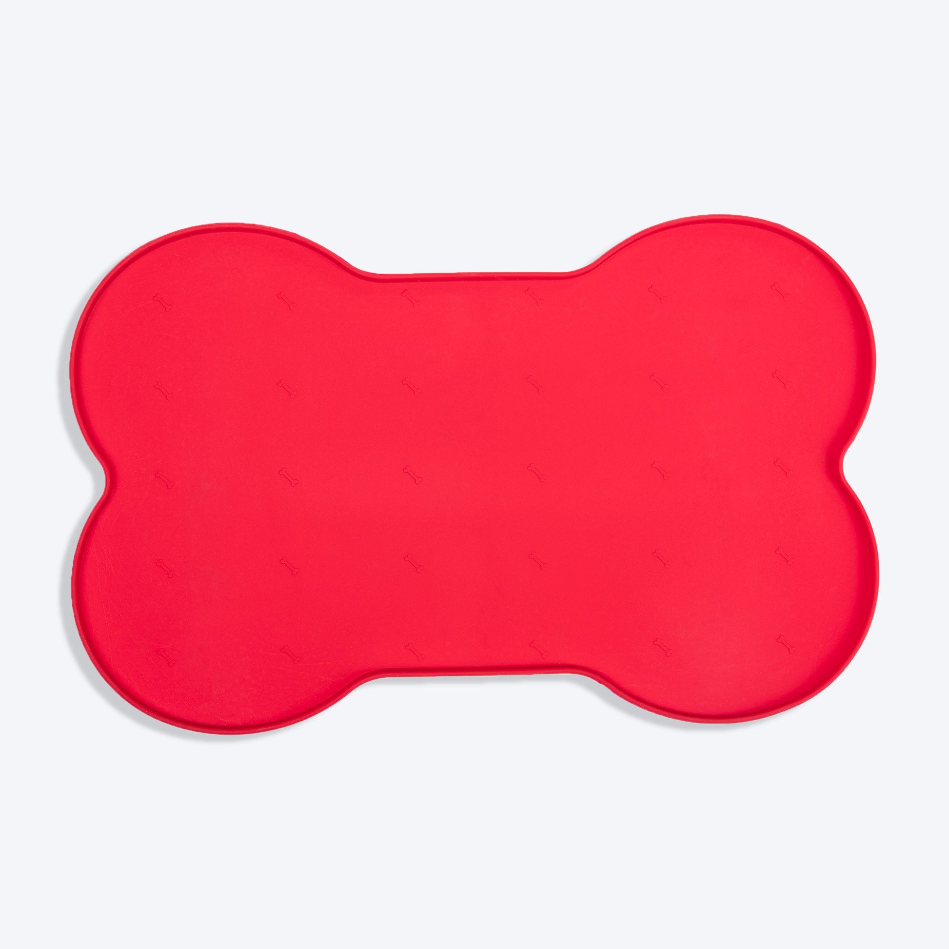 HUFT Anti Spill Bone Shape Bowl Mat For Dog & Cat - Red - Heads Up For Tails