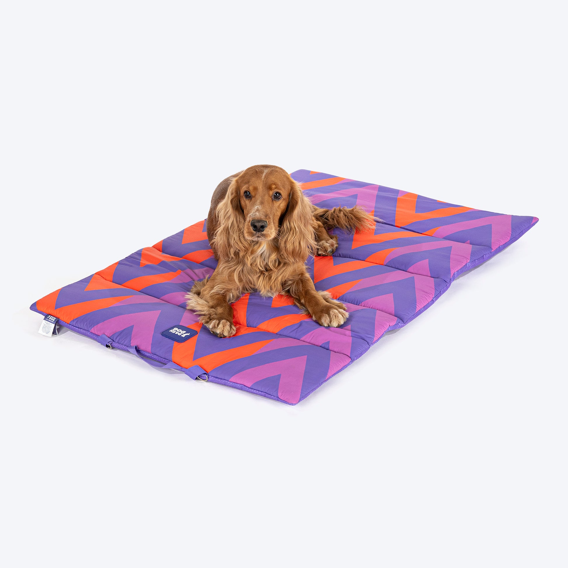 Dash Dog Zig Zaggers Water Repellent Portable Mat For Dog - Orange & Purple - Heads Up For Tails